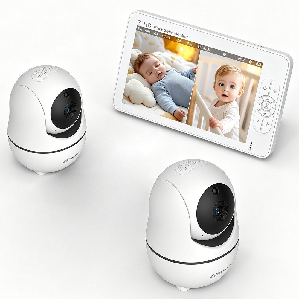 Audio Detect Music - 7 Zoll HD Split-Screen Babymonitor mit
