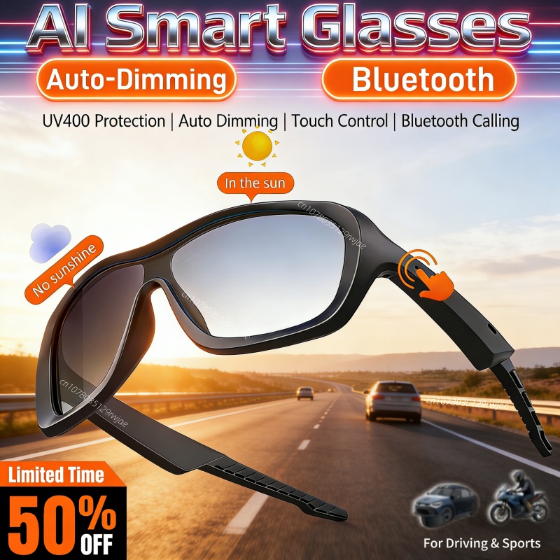 Audio Music Ai - KI-Smart-Brille mit Sprachübersetzung, Audio-Sonnenbrille, UV-Schutz für