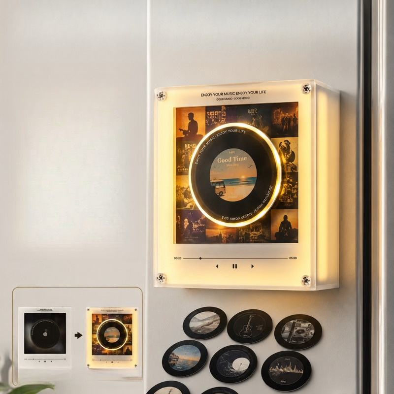 Music Song Audio - Kreativer magnetischer Musik-Kühlschrankaufkleber: NFC-Induktions-Plattenspieler mit rotierender