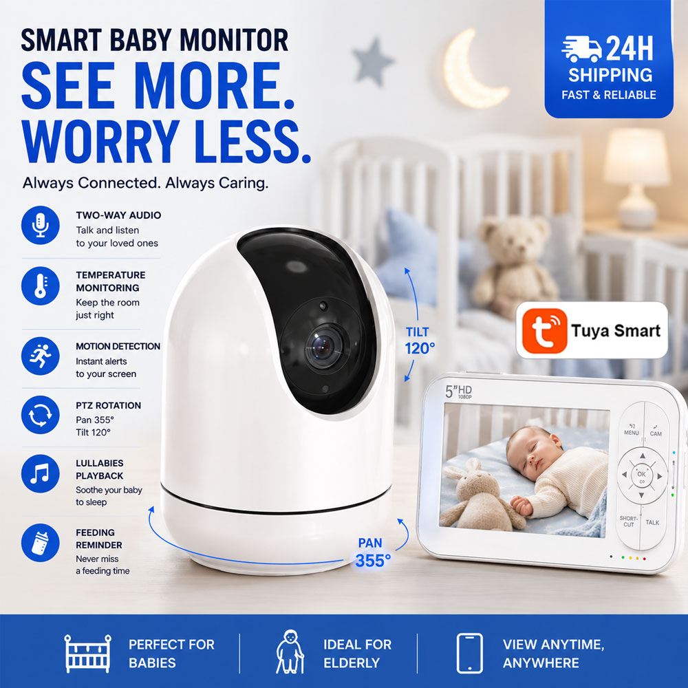 5-Zoll WLAN-Babyphone mit Tuya – Audio Detect Music Bewertung und Preis