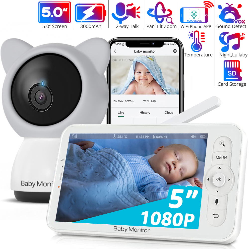 WiFi-Babyphone mit APP, 5-Zoll – Audio Detect Music Bewertung und Preis